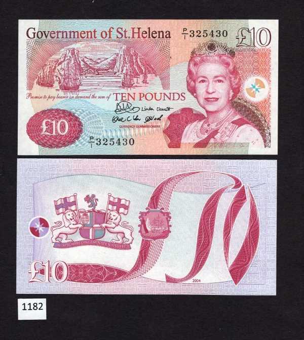 (BN-1182) St Helena Pick 12a, 10 Pounds Year 2004, UNC Prefix P/1 #325430