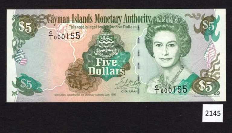 (BN-2145) Cayman, P-34a UNC, $5, Prefix C/1, Very Low Serial #000155